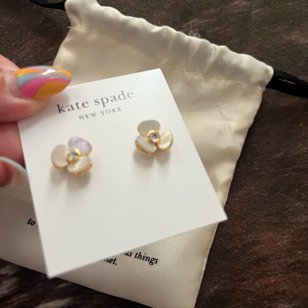Kate Spade White Enamel Flower Stud Earrings